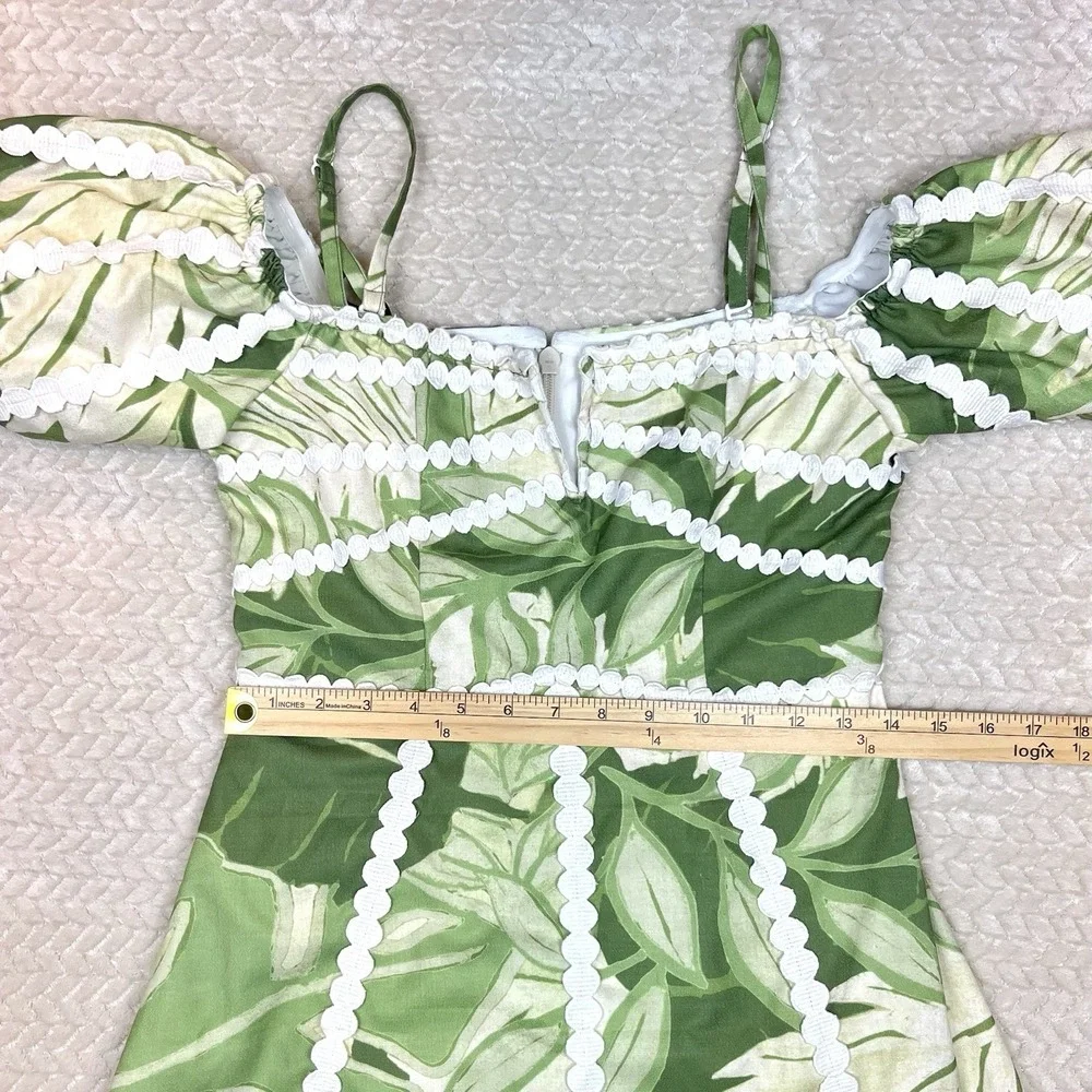 Rachel Roy Circle Trim‎ Puff Sleeve Off Shoulder MiniDress Size 4 Boho Tropicart